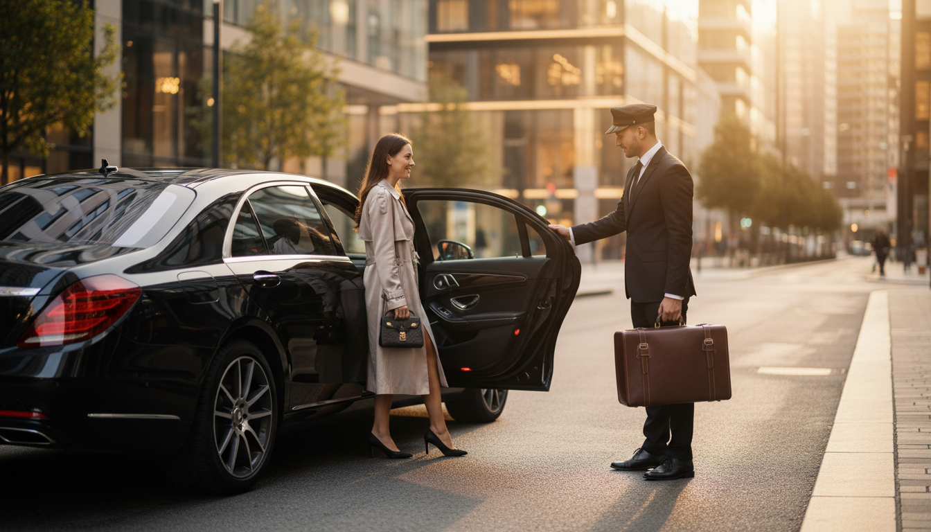 Premium private vehicle on a scenic Swiss road at dusk
